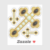 Budded Crosses met Faux Bloodstones & Parels - Sticker (Vel)