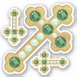 Budded Crosses met Faux Emeralds & Parels - Sticker