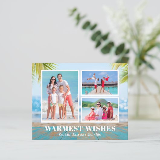 Buddget Tropical Beach-kerstfotokaart (Staand voorkant)