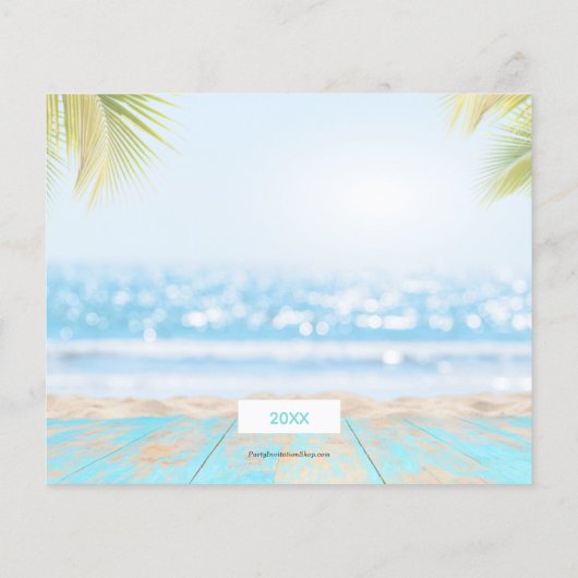 Buddget Tropical Beach-kerstfotokaart (Achterkant)