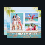 Buddget Tropical Beach-kerstfotokaart<br><div class="desc">De kleine horizontale kerstkaarten van 4, 5 x 5, 6 inch voor papier bevatten 3 foto's op een tropisch strand, stoep en zandachtergrond. Deze betaalbare vakantiefoto's zijn gedrukt op papier van 110 lb dat verkrijgbaar is in drie formaten. **WITTE BEELDEN ZIJN OPTIONEEL OP ORDERPAGINA. Controleer uw bestelling tweemaal voordat u...</div>