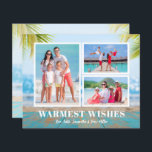Buddget Tropical Beach-kerstfotokaart<br><div class="desc">De kleine horizontale kerstkaarten van 4, 5 x 5, 6 inch voor papier bevatten 3 foto's op een tropisch strand, stoep en zandachtergrond. Deze betaalbare vakantiefoto's zijn gedrukt op papier van 110 lb dat verkrijgbaar is in drie formaten. **WITTE BEELDEN ZIJN OPTIONEEL OP ORDERPAGINA. Controleer uw bestelling tweemaal voordat u...</div>