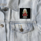 Buddha Abhaya Mudra Vierkante Button 5,1 Cm (In situ)