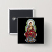 Buddha Abhaya Mudra Vierkante Button 5,1 Cm (Voorkant /achterkant)