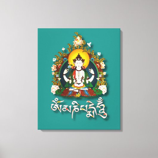 Buddha Amitabha Om Mani Padme Hum Tibetan Canvas Afdruk (Voorkant)