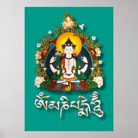 Buddha Amitabha Om Mani Padme Hum Tibetan Poster (Voorkant)
