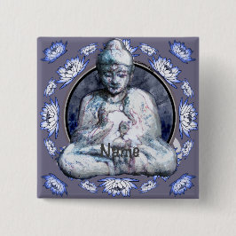 Buddha Breathe Vierkante Button 5,1 Cm