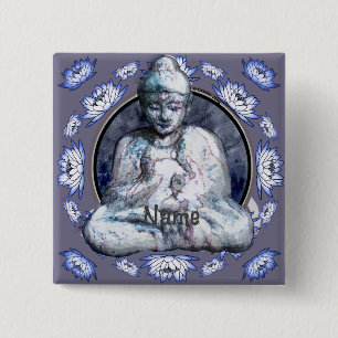 Buddha Breathe Vierkante Button 5,1 Cm