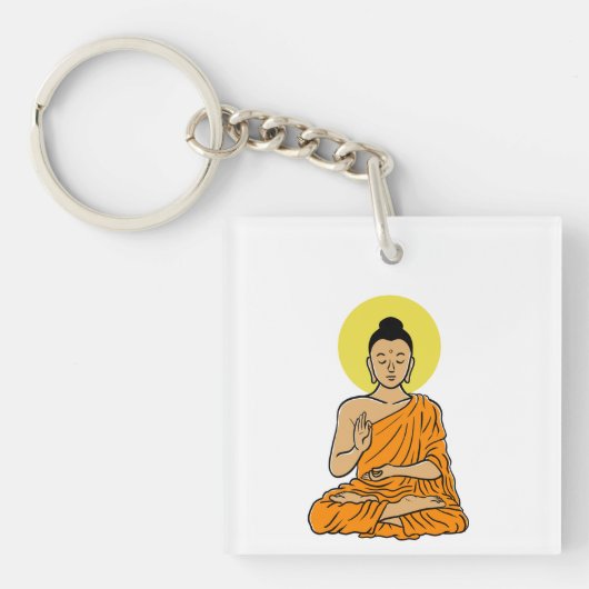 Buddha cartoon Buddhism.net Acryl Sleutelhanger (voorkant)