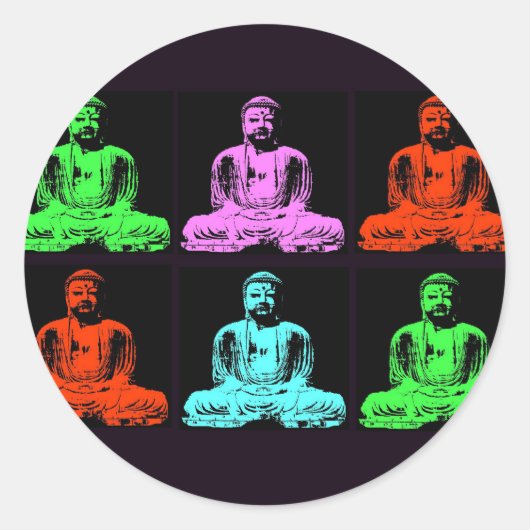 Buddha Collage Ronde Sticker (Voorkant)