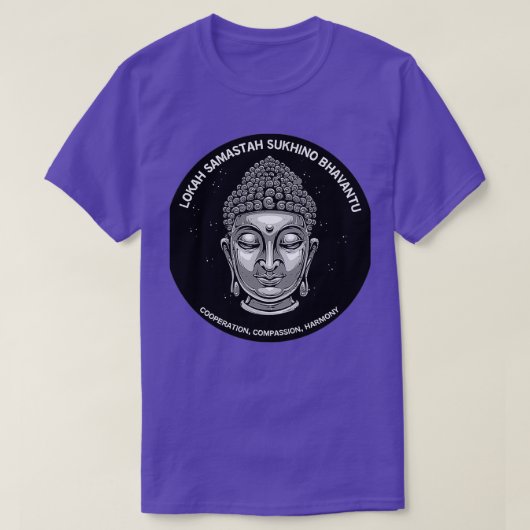 Buddha Dalai Lama Lokah Samastah Sukhino Bhavantu T-shirt (Design voorkant)