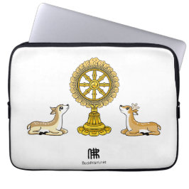 Buddha Dharma Wheel & Deers Laptop Mouw Sleeve