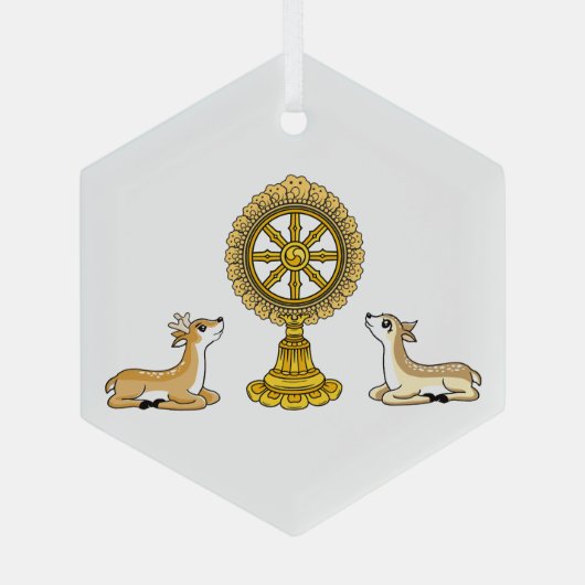Buddha Dharma Wheel & Deers Ornament (Achterkant)