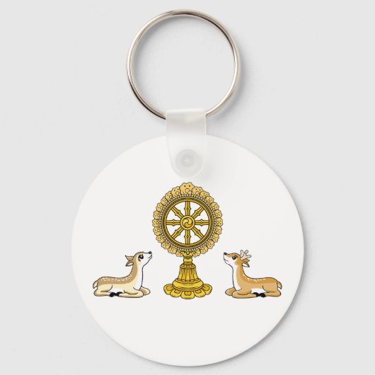 Buddha Dharma Wheel & Deers Sleutelhanger (Voorkant)