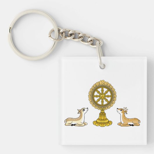 Buddha Dharma Wheel & Deers sleutelhanger (voorkant)