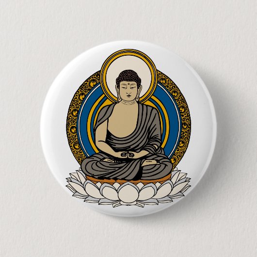 Buddha Dhyana Mudra Ronde Button 5,7 Cm (Voorkant)