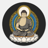 Buddha Dhyana Mudra Ronde Sticker (Voorkant)