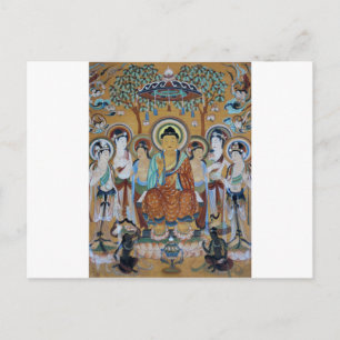 Buddha en Bodhisattvas Dunhuang Mogao Caves Art Briefkaart