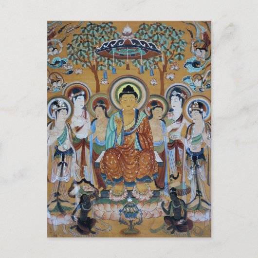 Buddha en Bodhisattvas Dunhuang Mogao Caves Art Briefkaart (Voorkant)