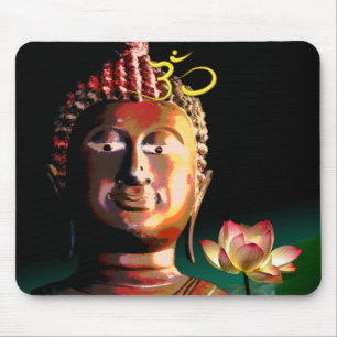 Buddha en ontloken lotus en Om muismat