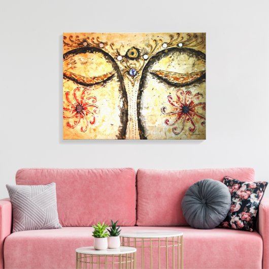 Buddha Eyes Waterverf Canvas Print (Insitu (Woonkamer))