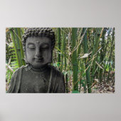 Buddha Figur mit Bambus im Hintergrund Poster (Voorkant)