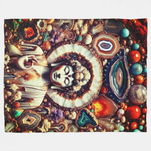Buddha Geode Wall Fleece Deken (Voorkant (Horizontaal))