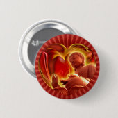 BUDDHA Hart | rode radiale Ronde Button 5,7 Cm (Voorkant /achterkant)