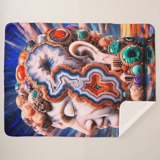 Buddha Head Geode Sherpa Deken (Voorkant (horizontaal))
