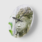 Buddha head statue ronde klok (Hoek)