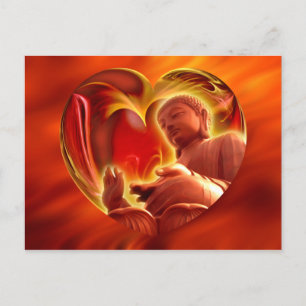 BUDDHA Heart   brandrood Briefkaart