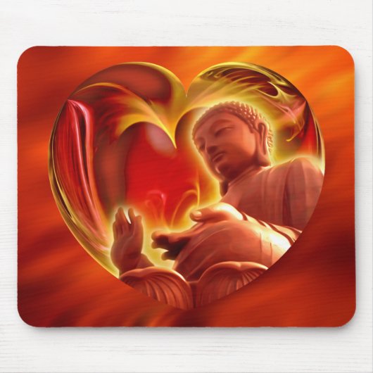 BUDDHA Heart | brandrood Muismat (Voorkant)