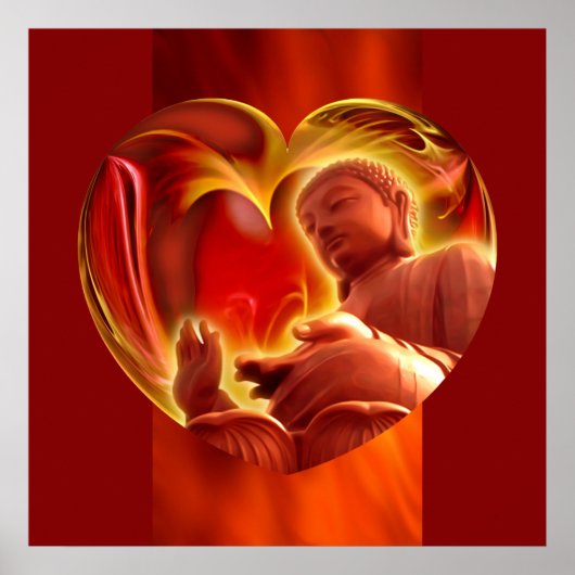 BUDDHA Heart | brandrood Poster (Voorkant)