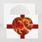 BUDDHA Heart | donkerrode strepen Briefkaart (Voorkant / Achterkant)