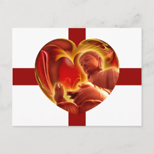 BUDDHA Heart   donkerrode strepen Briefkaart