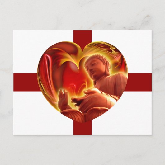 BUDDHA Heart | donkerrode strepen Briefkaart (Voorkant)