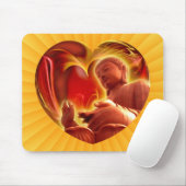 BUDDHA Heart | gele radiaal Muismat (Met muis)