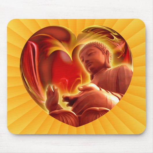 BUDDHA Heart | gele radiaal Muismat (Voorkant)