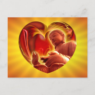 BUDDHA Heart gele shine Briefkaart