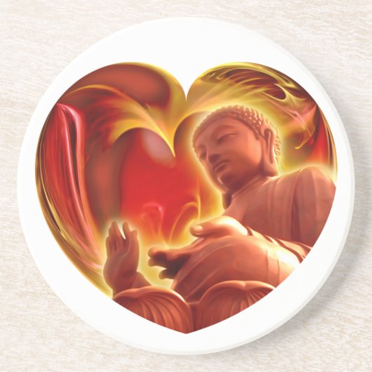 BUDDHA Heart Zandsteen Onderzetter (Voorkant)