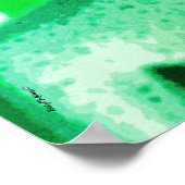 Buddha Heldergroene Ombre Meditatie Zen Kunst Poster (Hoek)