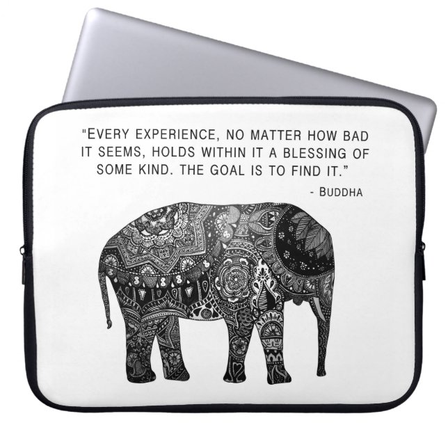 Buddha Henna Elephant Wisdom Laptop Sleeve (Voorkant)