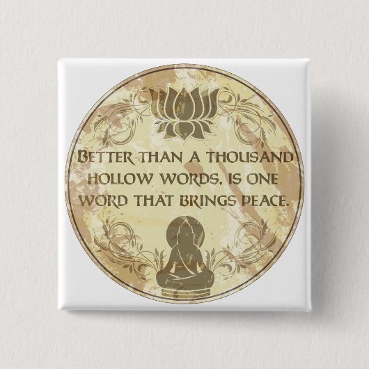 Buddha Hollow Words Vierkante Button 5,1 Cm (Voorkant)