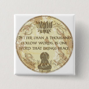 Buddha Hollow Words Vierkante Button 5,1 Cm