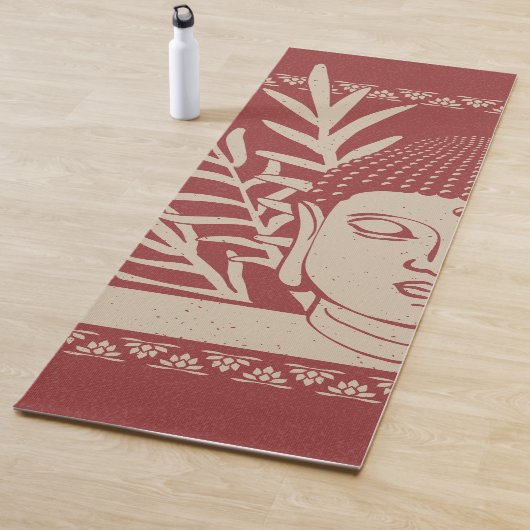 Buddha-hoofd met palm - Ruby + Dove yogamat (In situ)