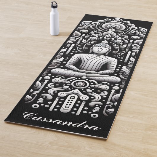 Buddha in black and white  yogamat (In situ)