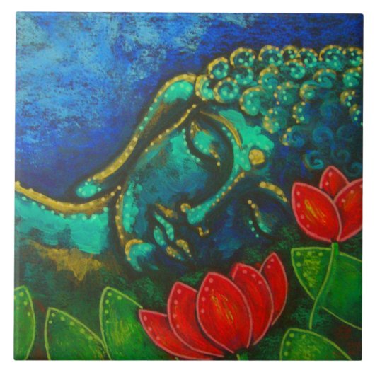 BUDDHA IN MIJN GARDEN 6" X 6" FOTO-TITEL TEGELTJE (Voorkant)