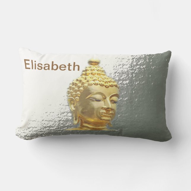 buddha in silver lumbar pillow kussen (Voorkant)