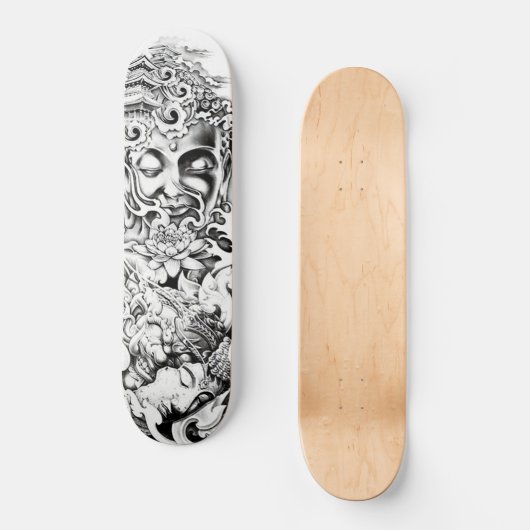 Buddha Japanse demon Lotus Palace Wave Skateboard (Voorkant)