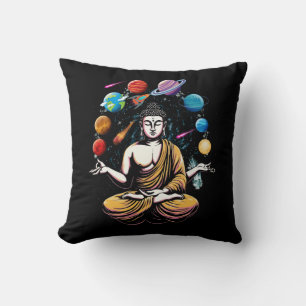 Buddha Juggling Space Planets Zen Yoga Meditation Kussen